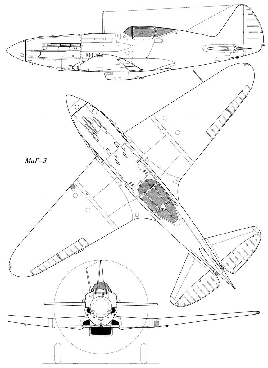 Общий вид серийного истребителя МиГ-3